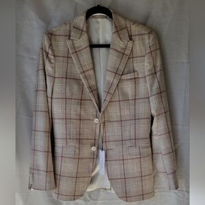 NWT Topman Skinny Fit 36R Check Pattern 1 Button Sports Coat Blazer Unisex